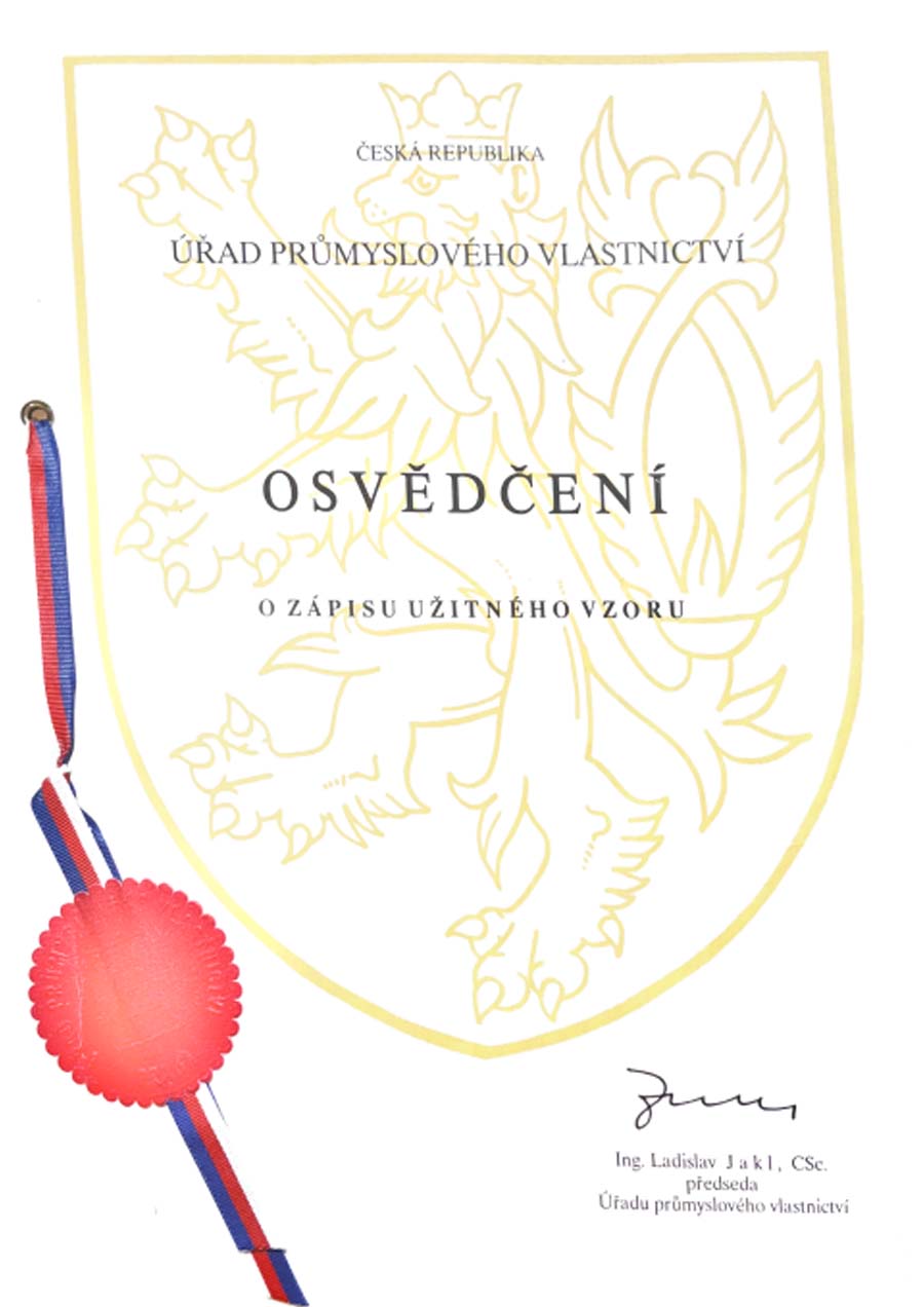 Osvědčení o zápisu užitného vzoru v České republice