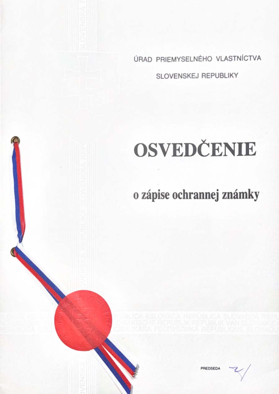 Slovenské osvědčení o zápisu ochranné známky Aquaterm
